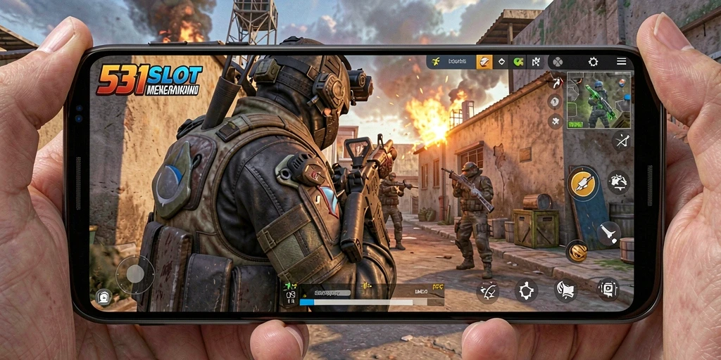 Screenshot menunjukkan aksi seru gameplay FPS di 531SLOT.