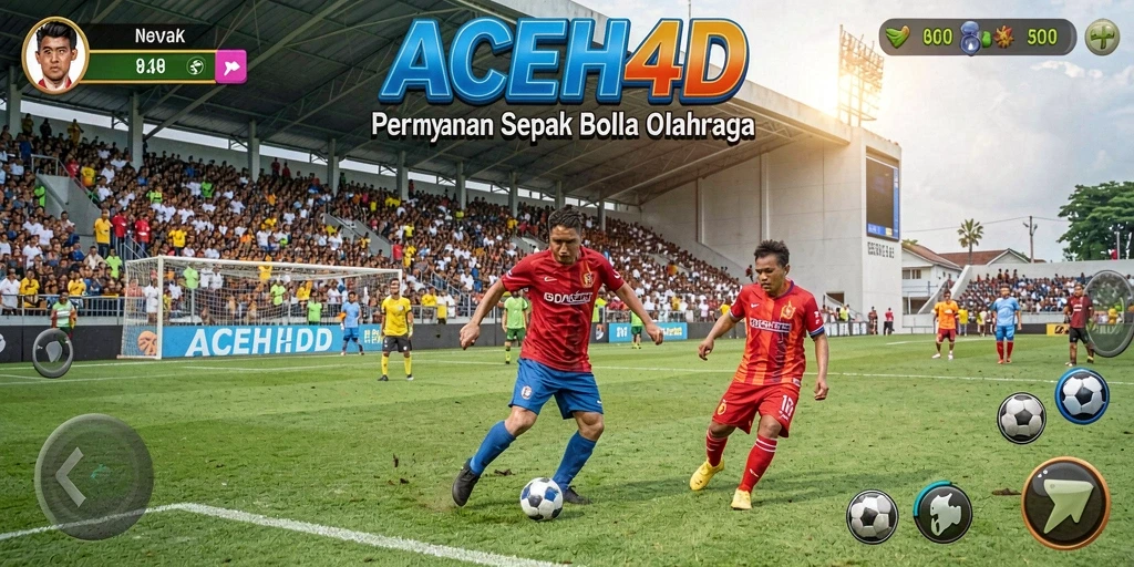 Tampilan gameplay ACEH4D yang mendebarkan dalam arena sepak bola.
