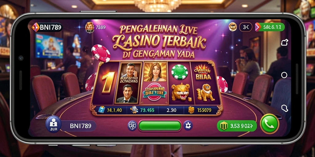 Tangkapan layar BNI789 menunjukkan dealer profesional dalam permainan Live Casino yang seru.