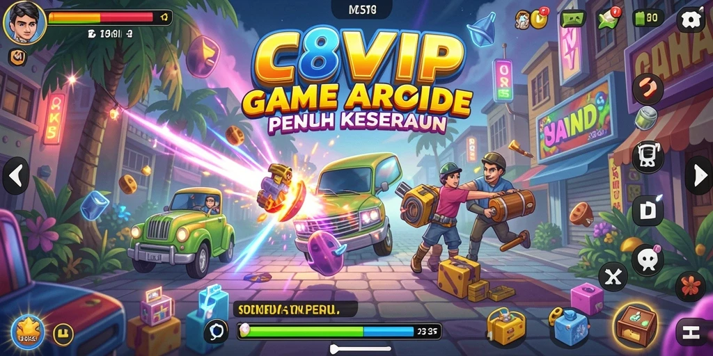 Screenshot C8VIP menampilkan gameplay Arcade yang seru dan penuh warna.