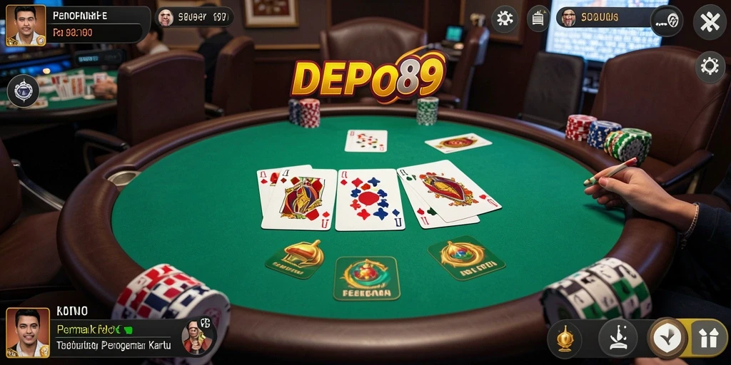 Screenshot gameplay DEPO89 menampilkan momen seru dalam permainan poker.