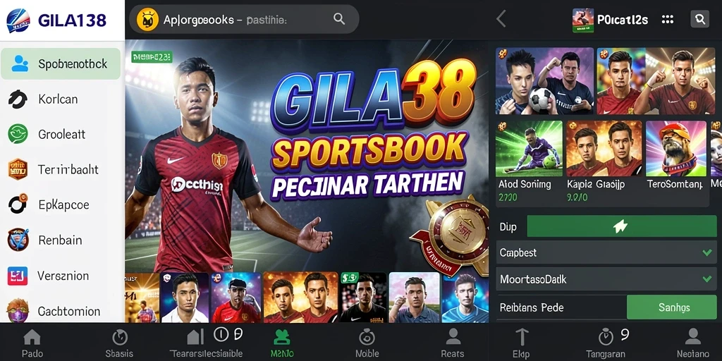 Tampilan antarmuka utama GILA138 dengan pilihan taruhan Sportsbook.