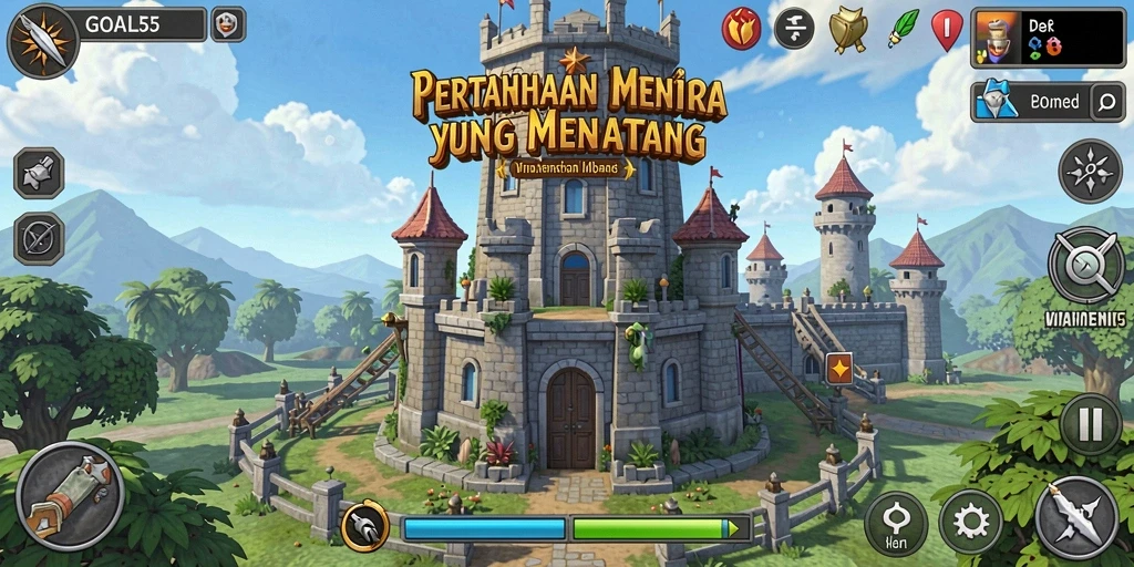 Tampilan screenshot GOAL55 dengan aksi Tower Defense yang seru.