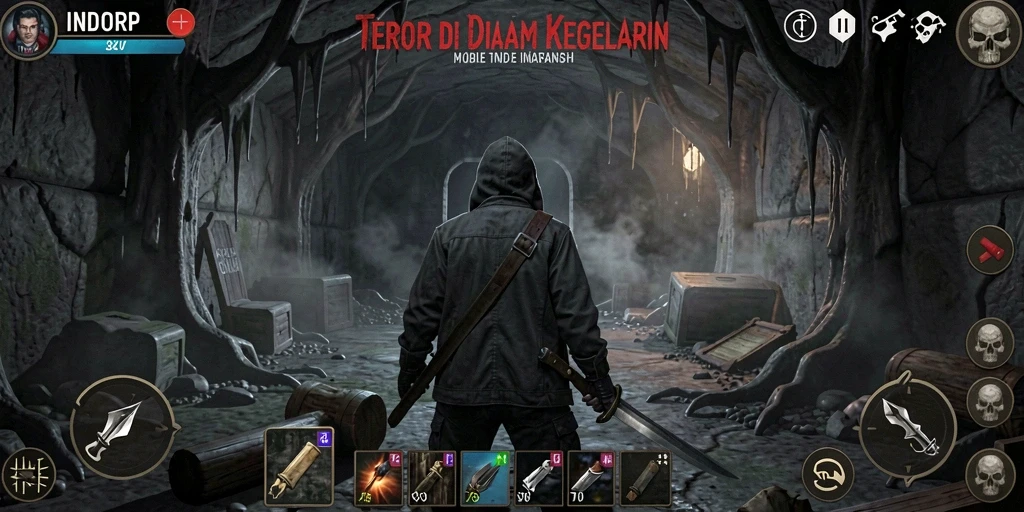 Screenshot INDORP menunjukkan suasana gameplay yang mencekam dan menyeramkan.