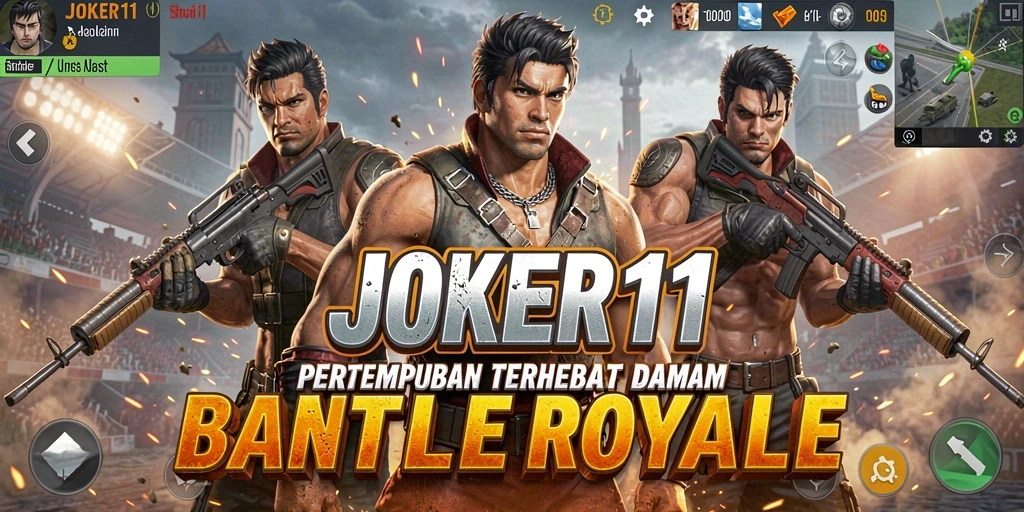 Tampilan gameplay seru dalam JOKER11 yang penuh aksi Battle Royale.