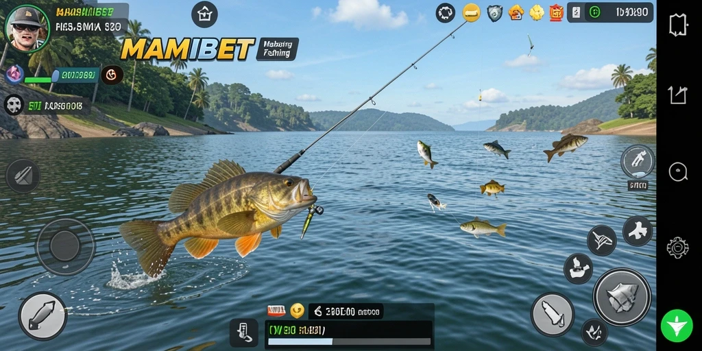 Screenshot gameplay MAMIBET yang menampilkan suasana memancing yang menawan.