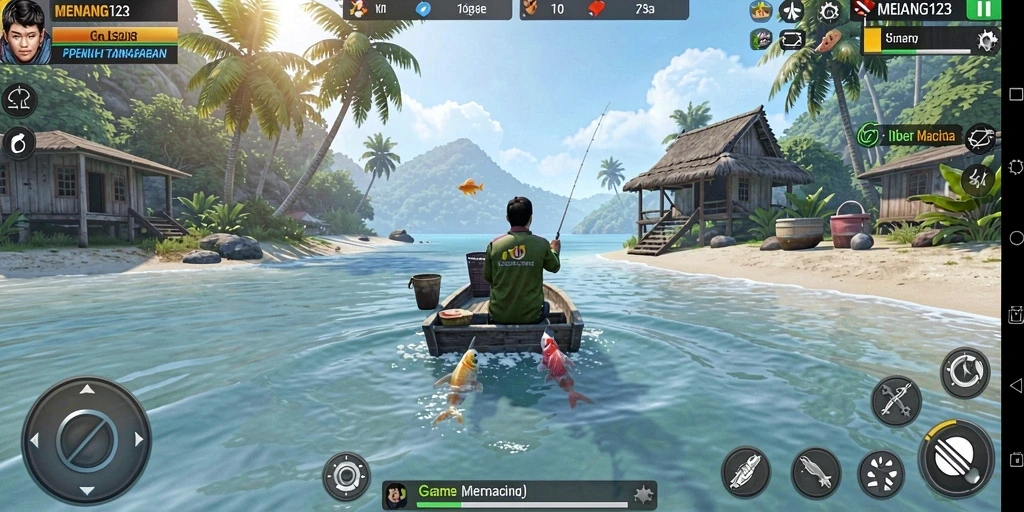 Menampilkan gameplay seru menangkap ikan di MENANG123.