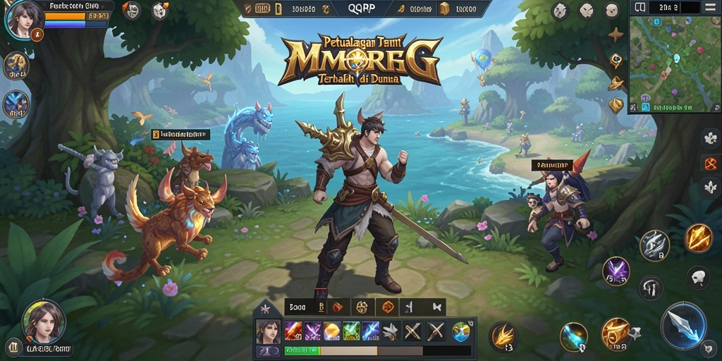 Screenshot gameplay QQRP yang menarik dengan aksi pertempuran MMORPG.