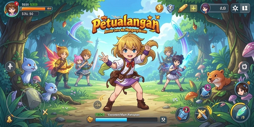Gameplay SE328 yang penuh warna dan karakter anime yang menarik.