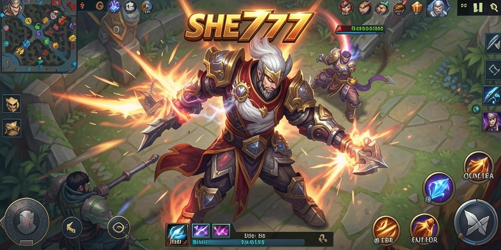 Tampilan gameplay intens dari SHE777 saat pertarungan seru antar tim.