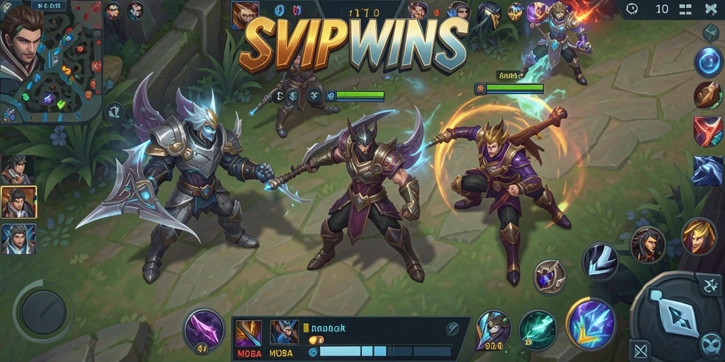 Gameplay seru di SVIPWINS dengan aksi MOBA yang mendebarkan.