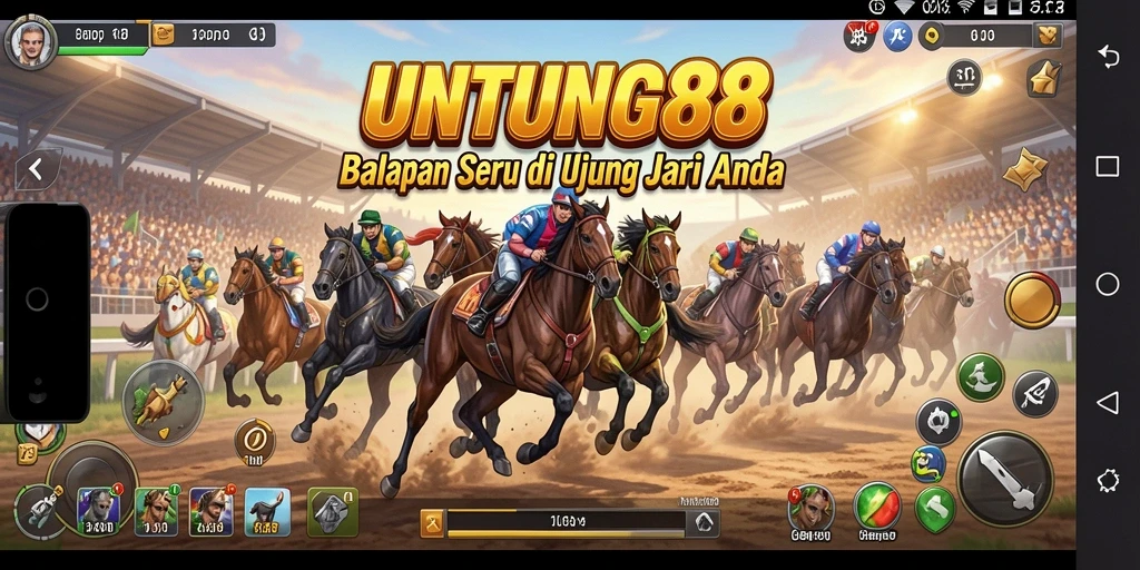 Tampilan gameplay menegangkan di lintasan balap UNTUNG88.