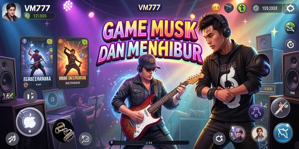 Screenshot gameplay VM777 yang menarik dengan musik interaktif.