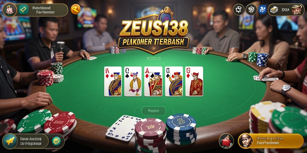 Tampilan gameplay Poker yang mendebarkan dalam ZEUS138.