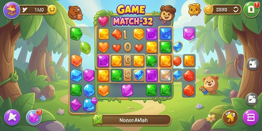 Tampilan gameplay ZK7 yang penuh warna dan menantang.