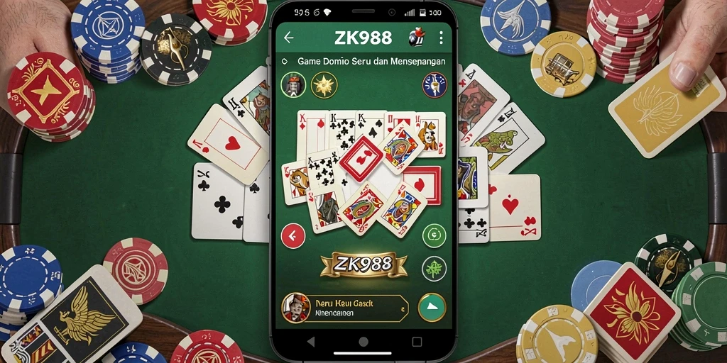 Screenshot gameplay ZK988 yang menampilkan aksi domino seru.